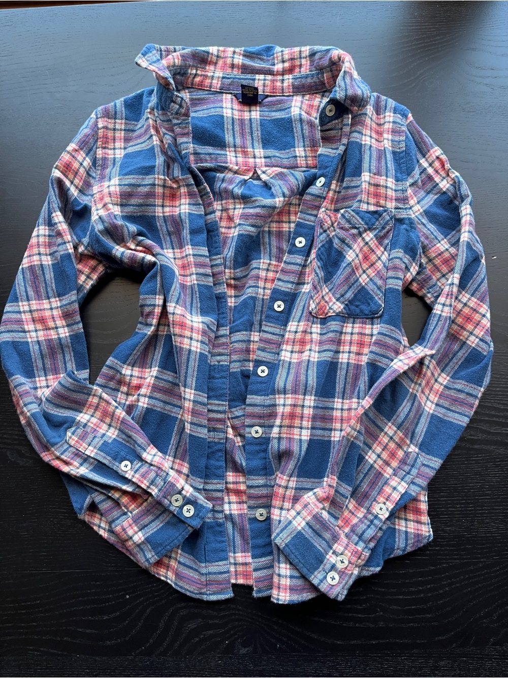 Forever 21 Blue and Pink Plaid Flannel Shirt Jacket